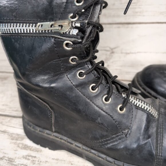 Demonia Black Triple Zipper Revolver Combat Boots Goth Emo Size Men 8 main image 6